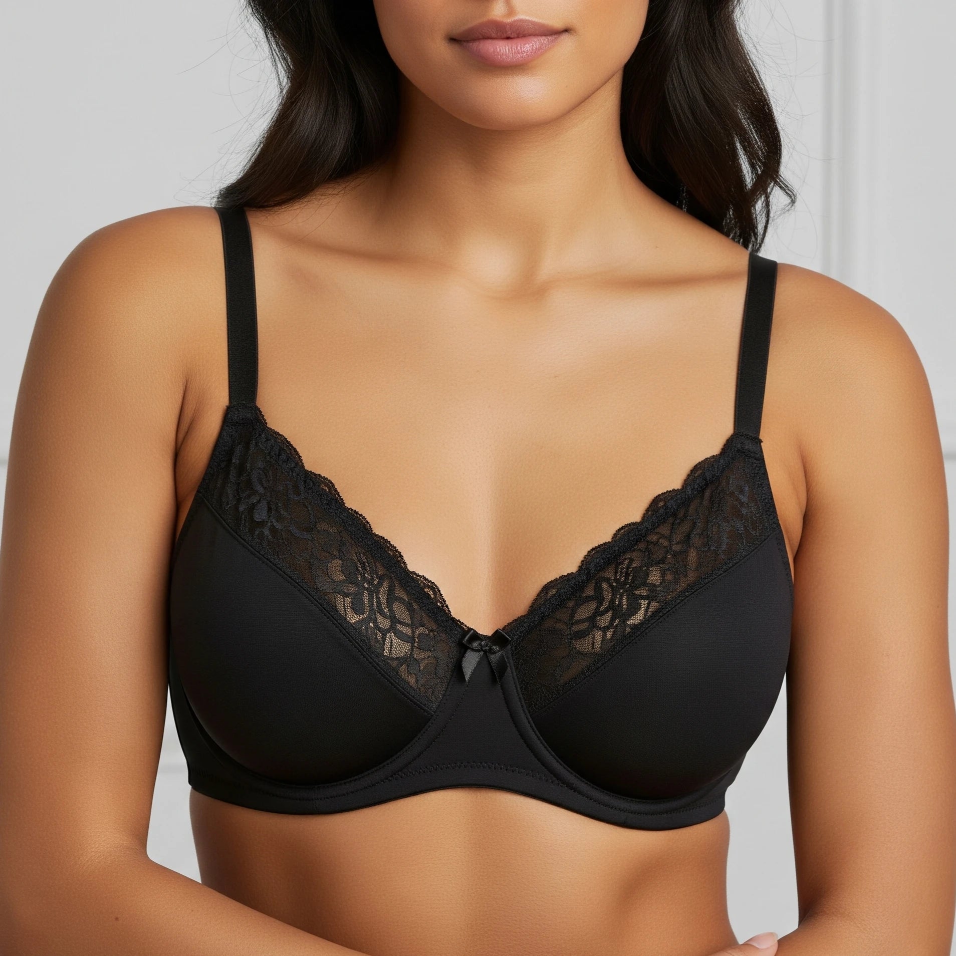 Woman wearing breathable cotton non-padded bra in pastel shade – Liamoure Non-Padded Collection