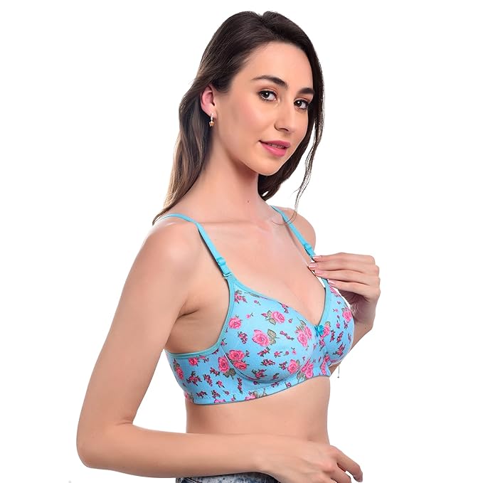 Liamoure Women's Non Padded Every Day Printed Floral Bra