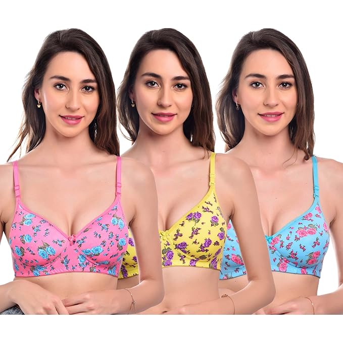 Liamoure Women's Non Padded Every Day Printed Floral Bra