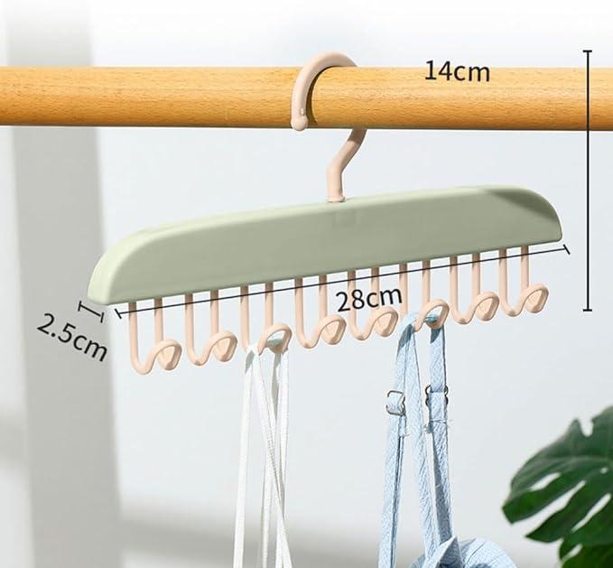 Best Cloth hanger with multiple hooks, measurement labels, and clothes on a white background