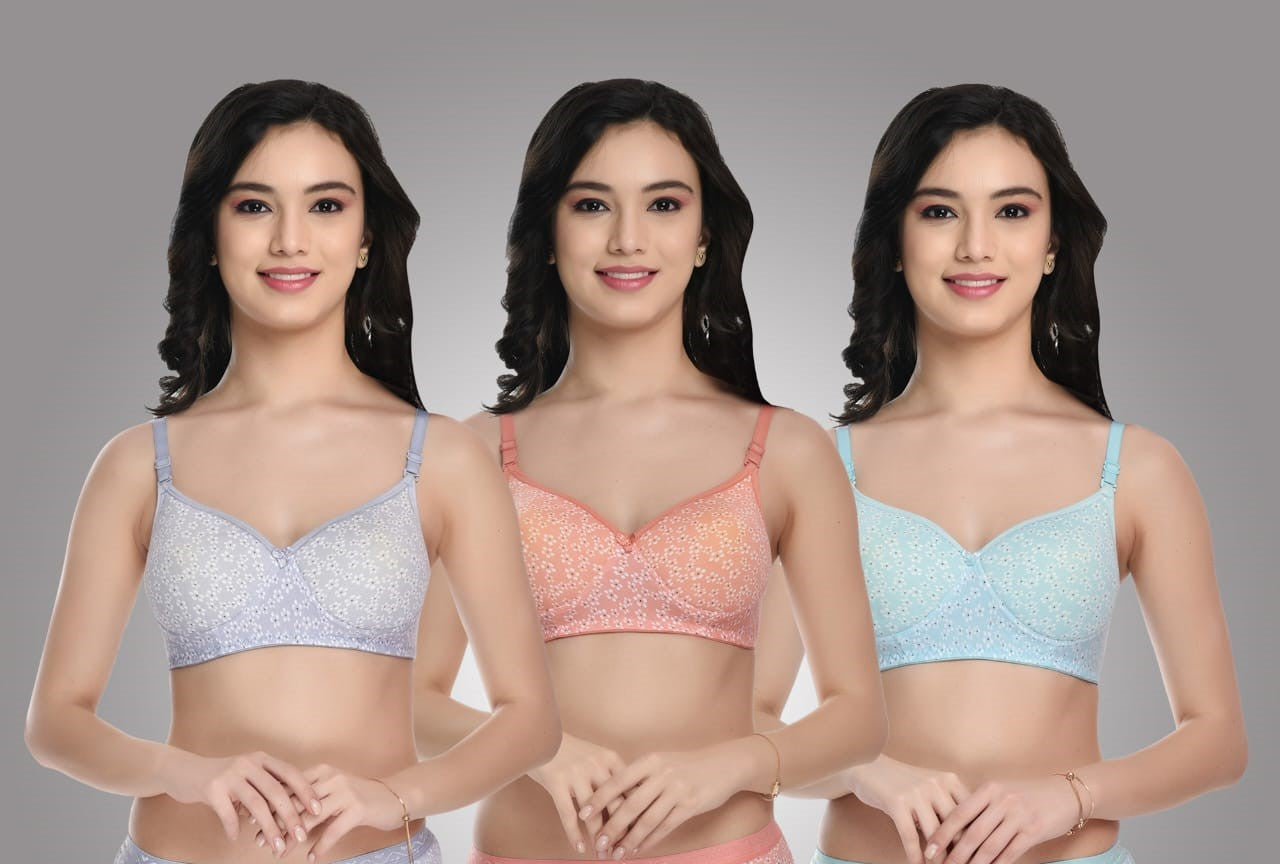 Liamoure Full Coverage Printed Padded Bra | Combo Pack of 3