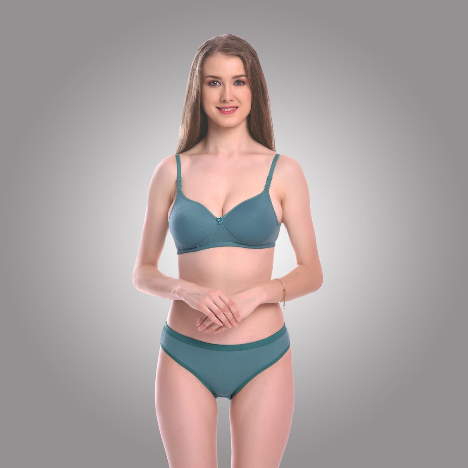 front view Liamoure best cotton bras without underwire Lightly Padded blue color