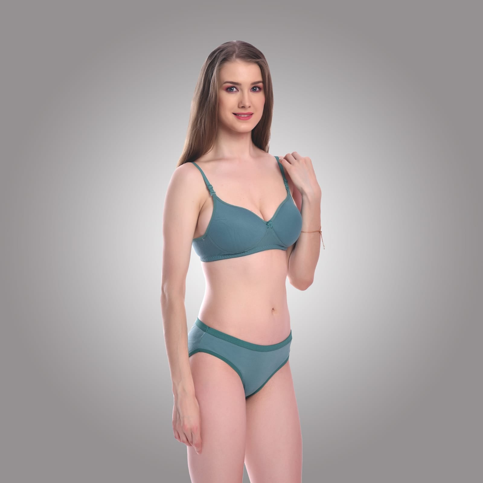 right side view Liamoure best cotton bras without underwire Lightly Padded  blue color