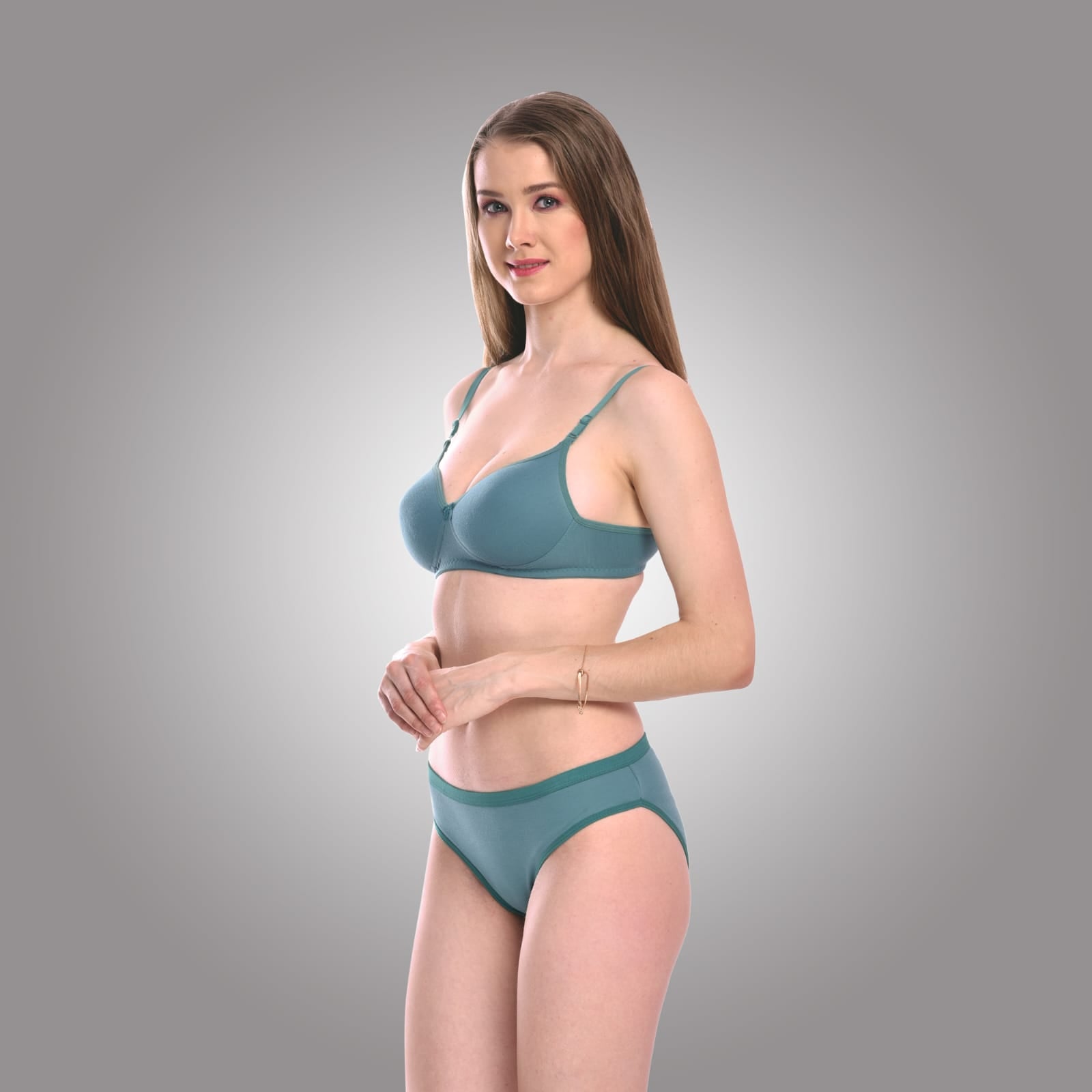 side view Liamoure best cotton bras without underwire Lightly Padded  blue color