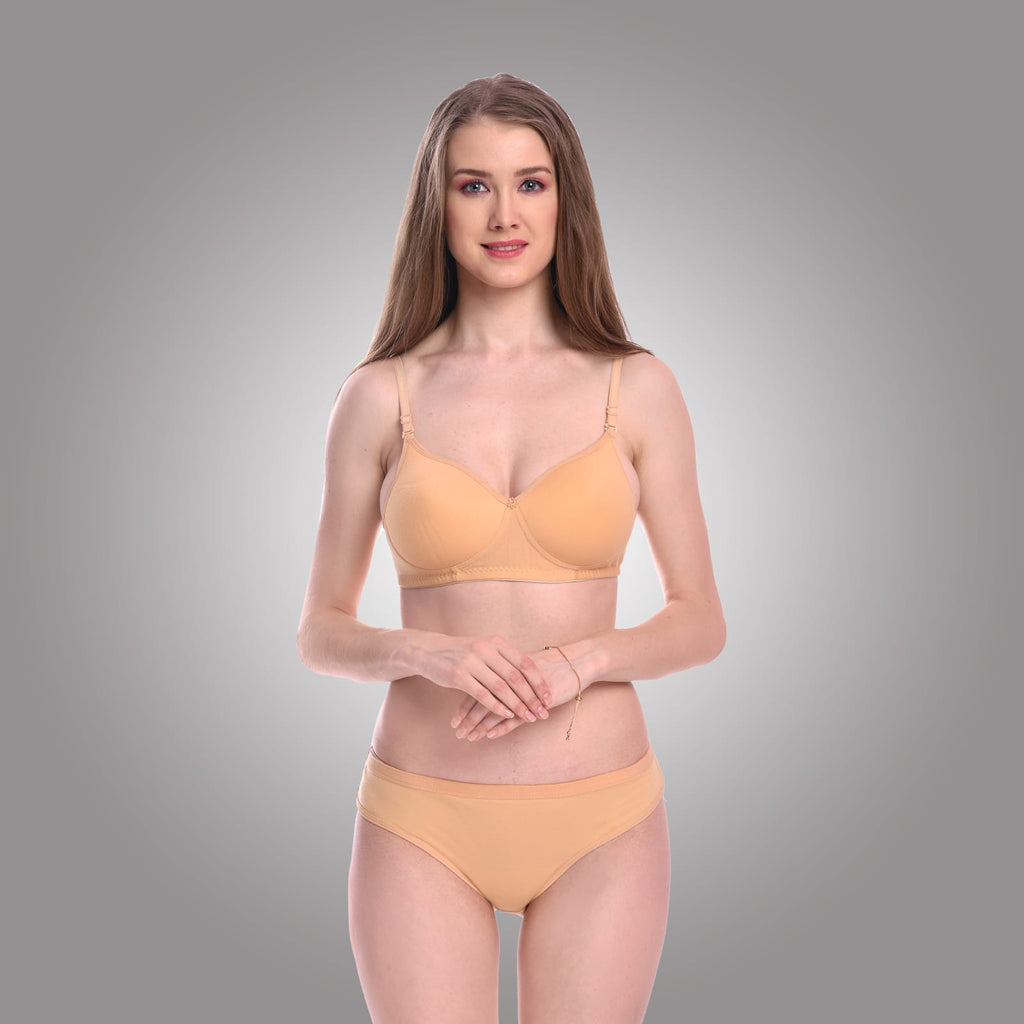 front view Liamoure best cotton bras without underwire Lightly Padded orange color