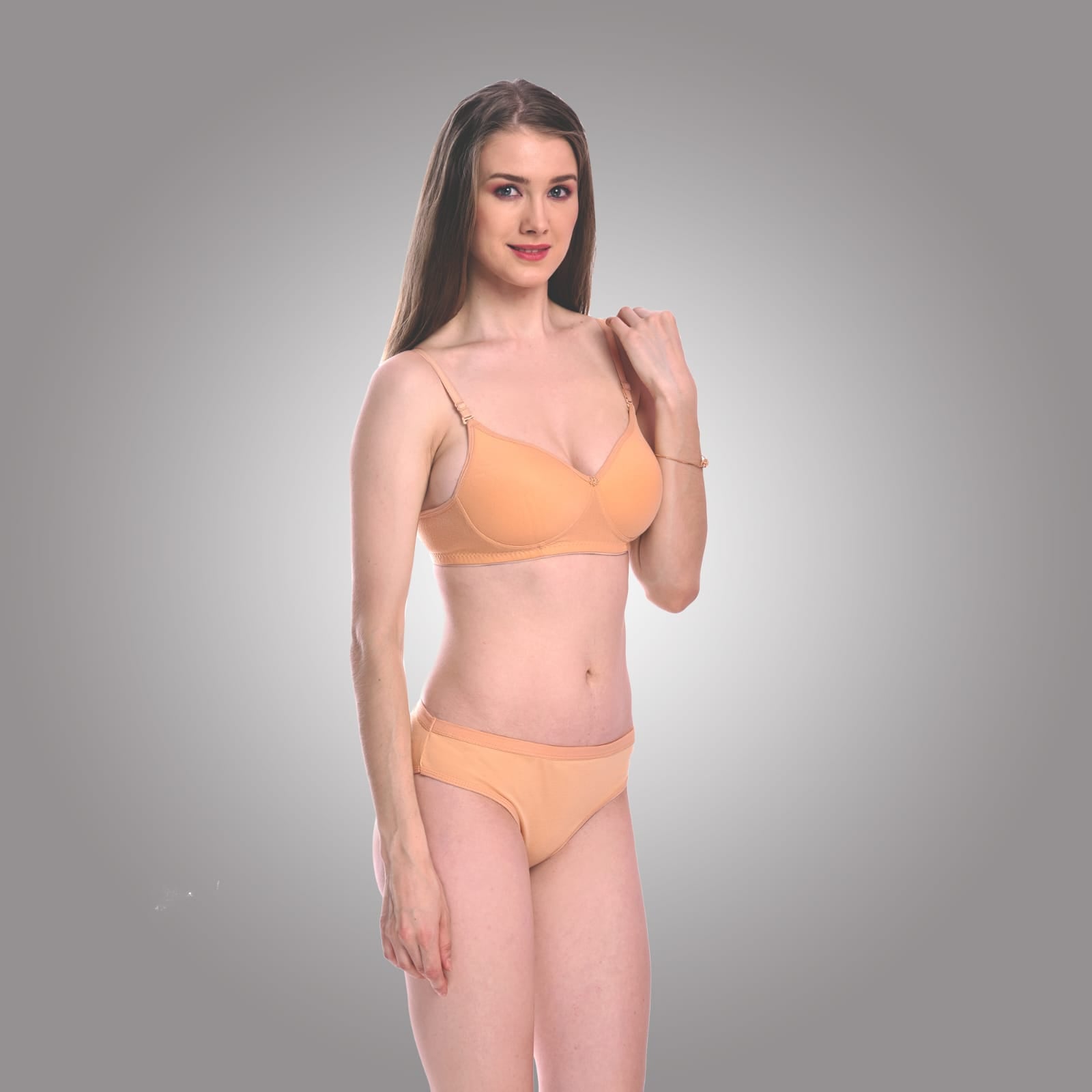 right side view Liamoure best cotton bras without underwire Lightly Padded orange color