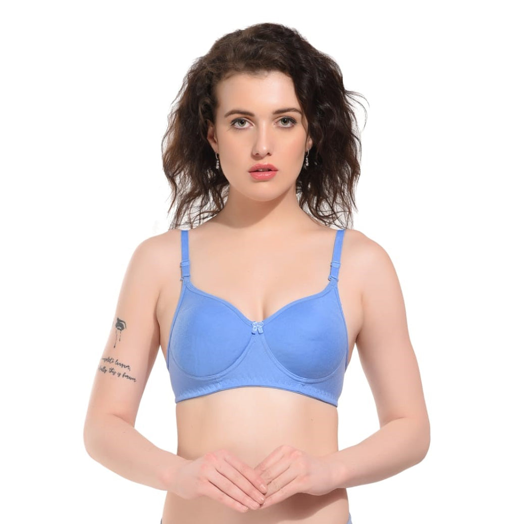 Liamoure non wired padded bra Set Blue in color