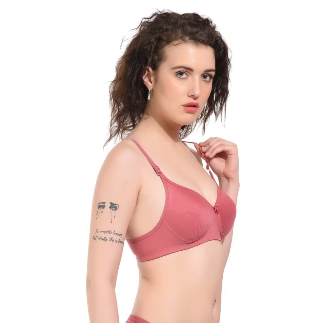 Liamoure non wired padded bra Set Red in color Side View Left