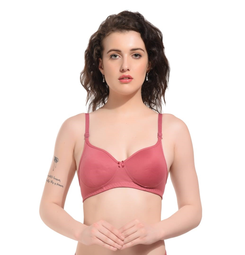 Liamoure non wired padded bra Set Red in color
