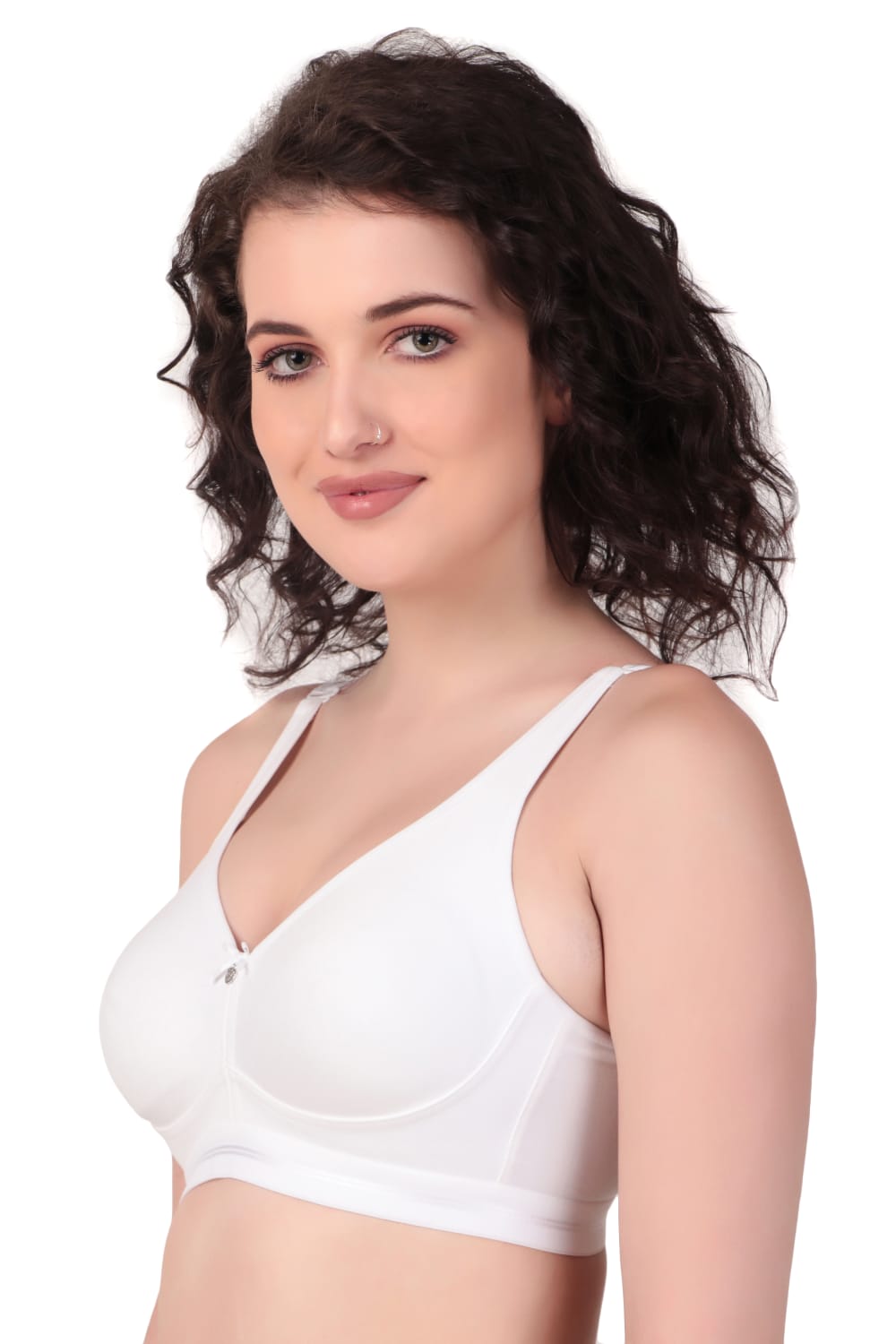 Liamoure Premium non padded Bra Cotton Full-Coverage Non Wired in white, featuring soft cotton fabric and full-coverage design for everyday comfort.