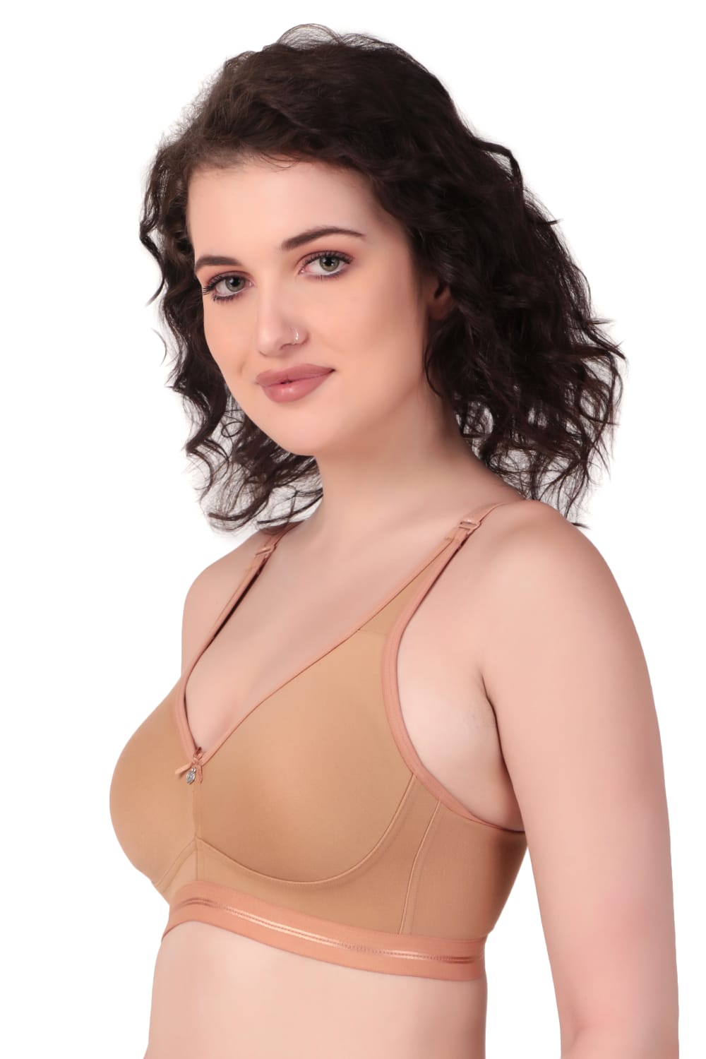 Liamoure Premium non padded Bra Cotton Full-Coverage Non Wired in brown, featuring soft cotton fabric and full-coverage design for everyday comfort.