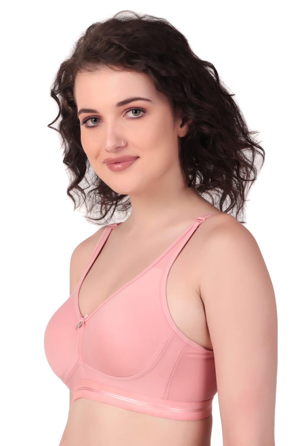 Liamoure Premium non padded Bra Cotton Full-Coverage Non Wired in pink, featuring soft cotton fabric and full-coverage design for everyday comfort.