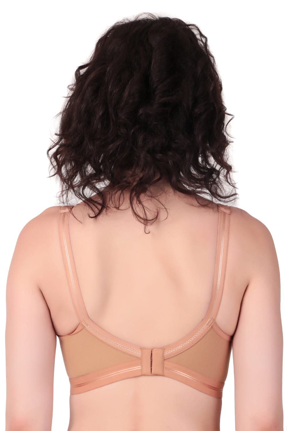 back view Liamoure Premium non padded Bra Cotton Full-Coverage Non Wired in brown,  featuring soft cotton fabric and full-coverage design for everyday comfort.