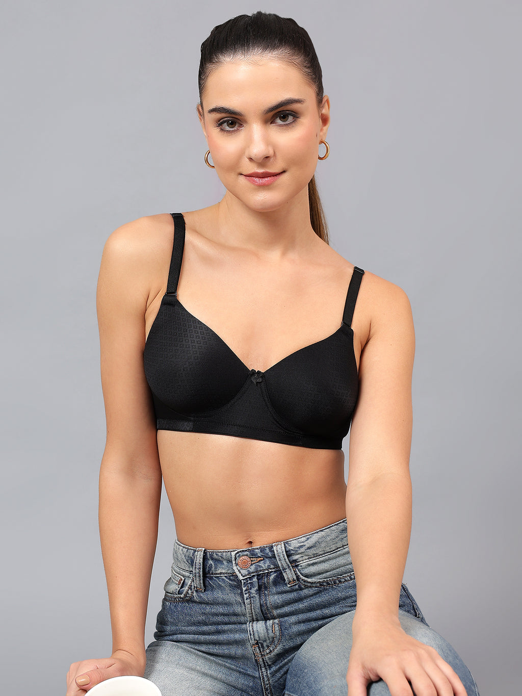 Liamoure Black T-Shirt Bra featuring a smooth, seamless finish with full coverage and convertible straps for a perfect fit.