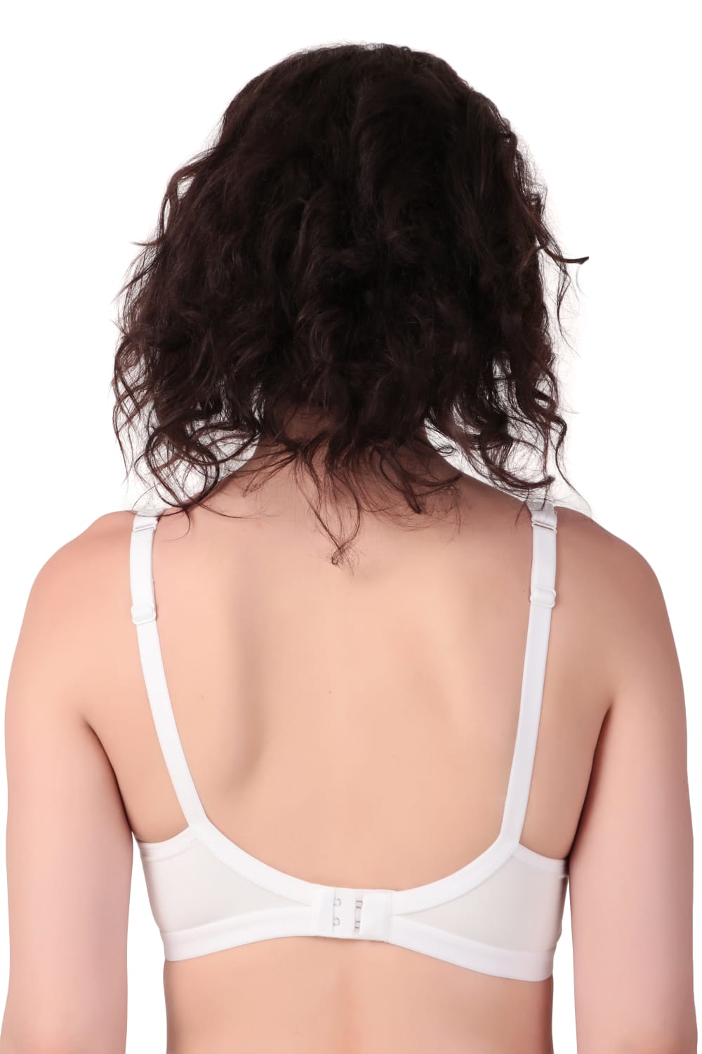 Back view of Liamoure Stylish Bra in white, featuring adjustable straps and hook closure for a snug fit.