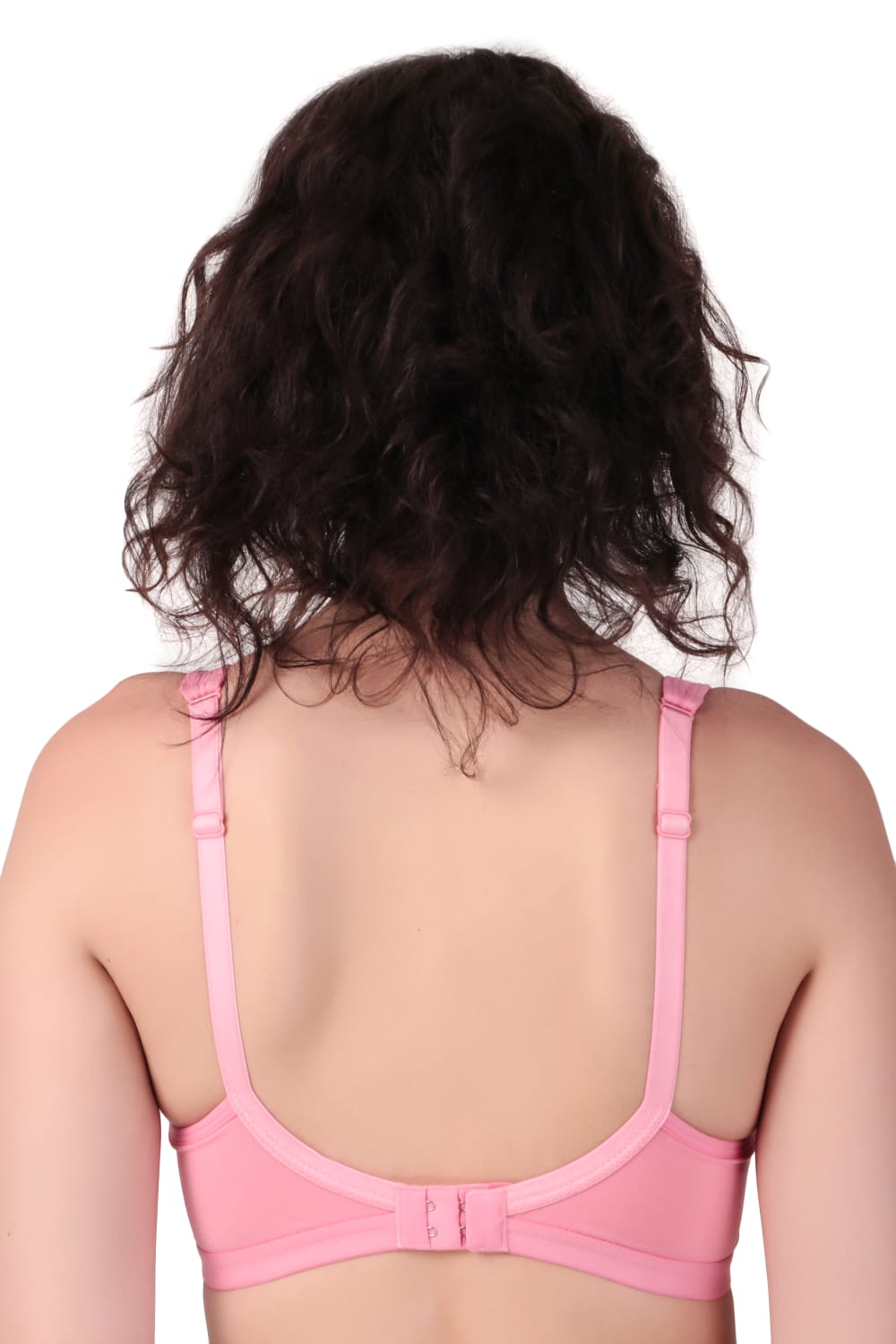 Back view of Liamoure Stylish Bra in light pink with adjustable straps and hook closure for a secure fit.