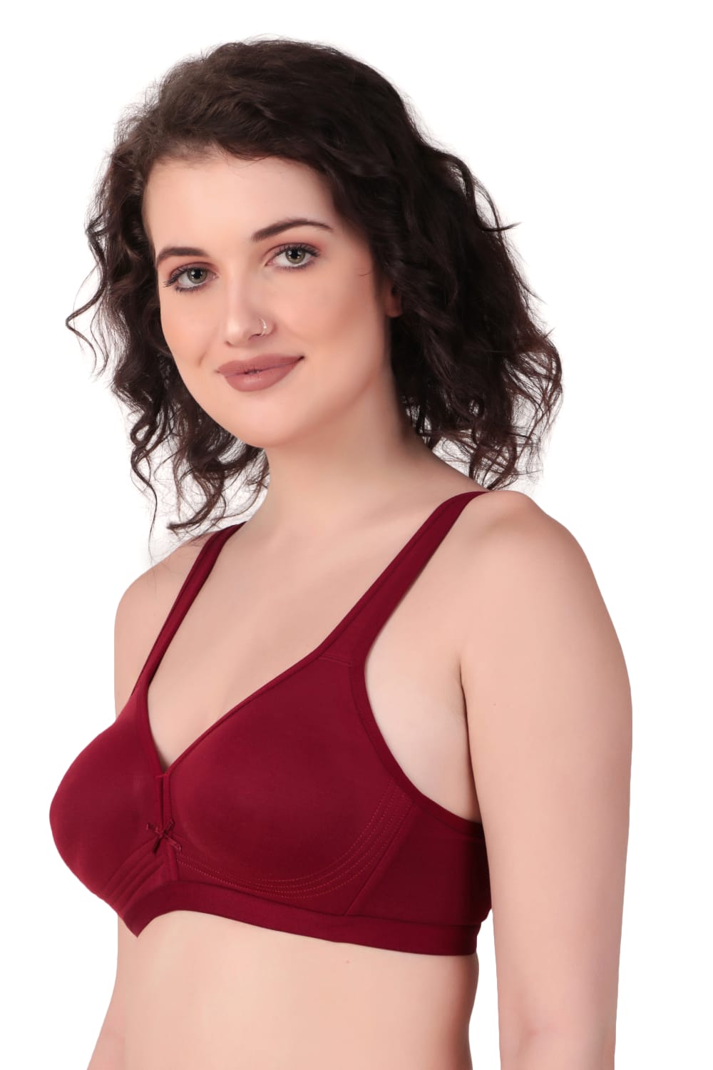 Liamoure Stylish Bra in maroon shade with medium coverage, non padded and non wired for breathable daily wear.