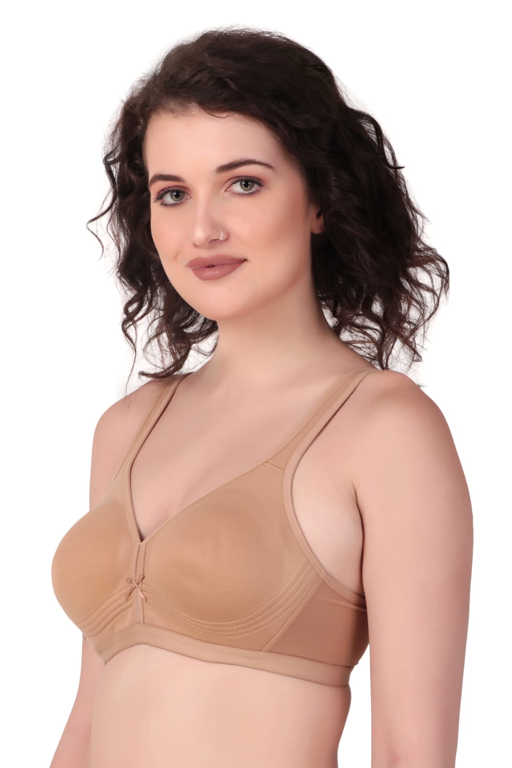 Liamoure Stylish Bra in nude beige, medium coverage non padded bra with seamless and non wired design for comfort.