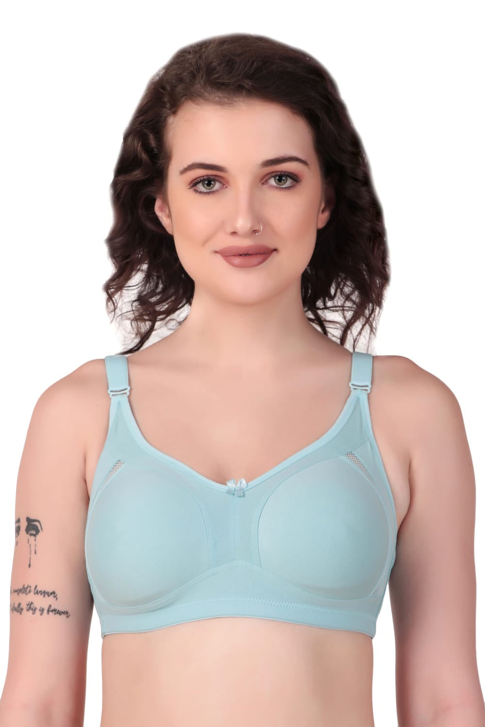 front  view of Liamoure Stylish Design ladies non padded bra  Non-Wired sky blue color