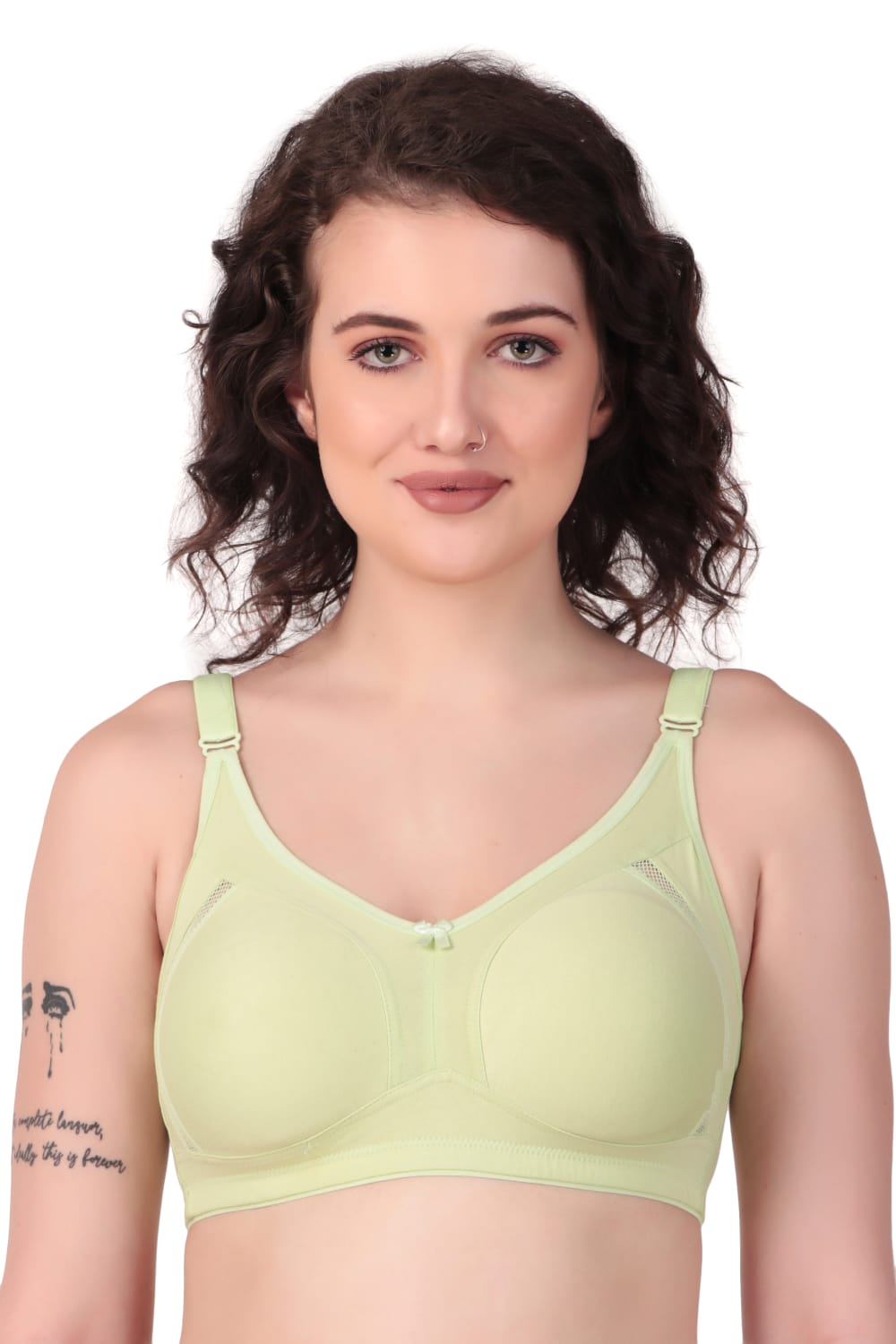 front  view of Liamoure Stylish Design ladies non padded bra  Non-Wired green color