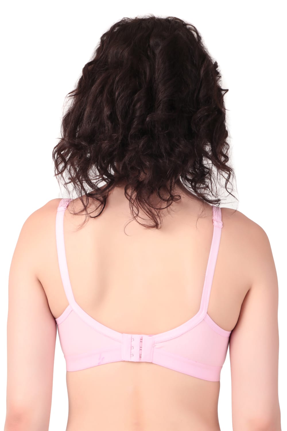 back view of Liamoure Stylish Elegant Designer non padded t shirt bra non wired in baby pink color