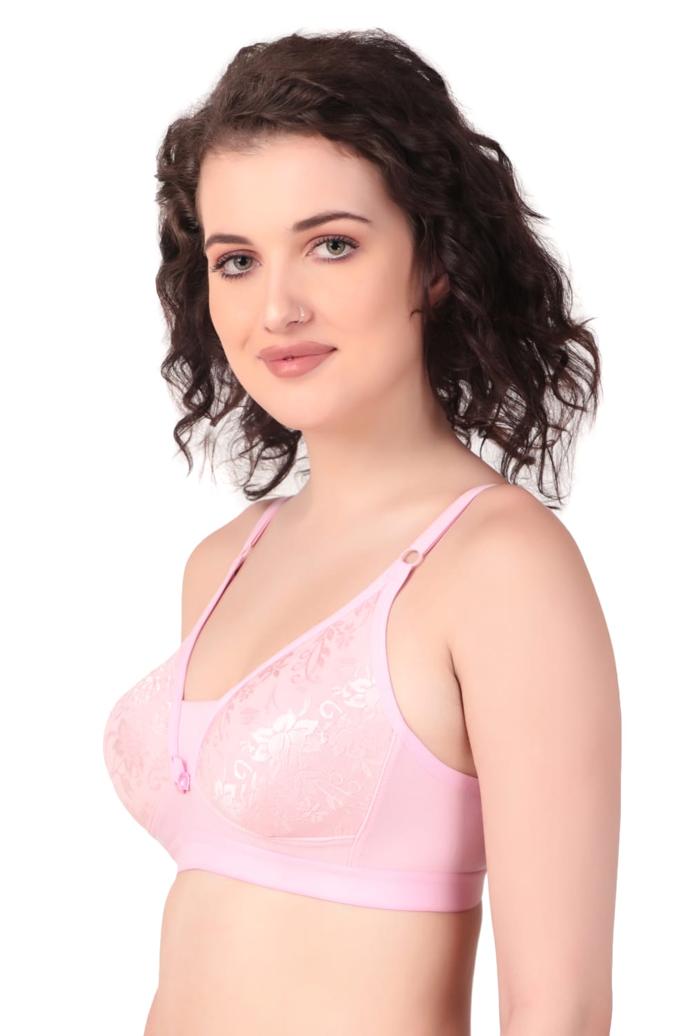 Liamoure Stylish Elegant Designer non padded t shirt bra non wired baby pink color