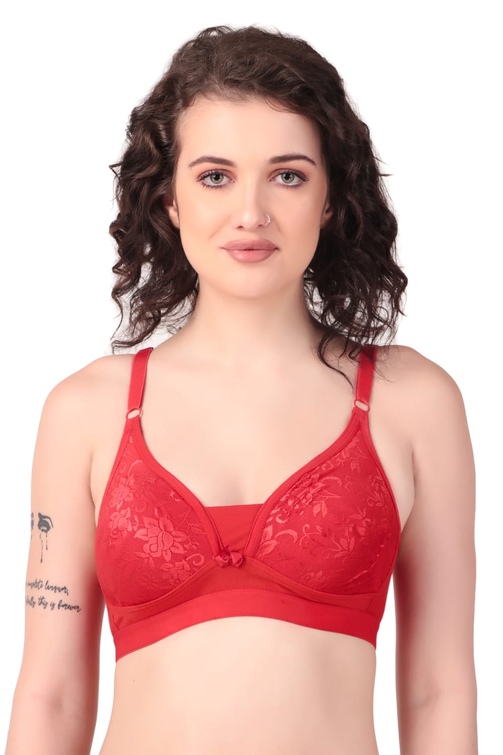 Liamoure Stylish Elegant Designer non padded t shirt bra non wired in red color