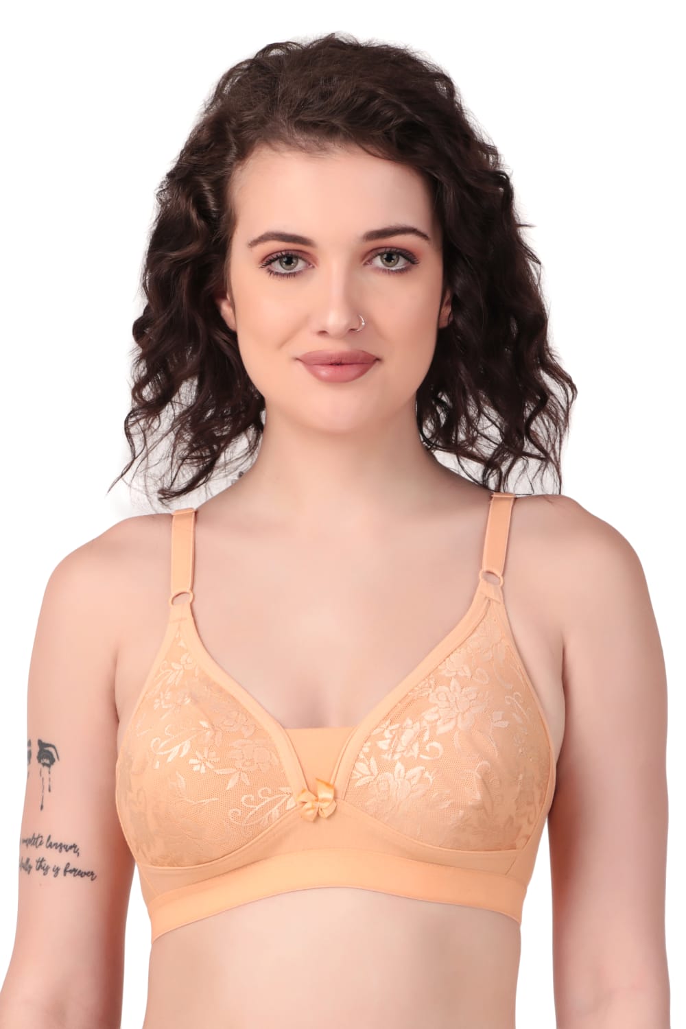 Liamoure Stylish Elegant Designer non padded t shirt bra non wired in golden brown color