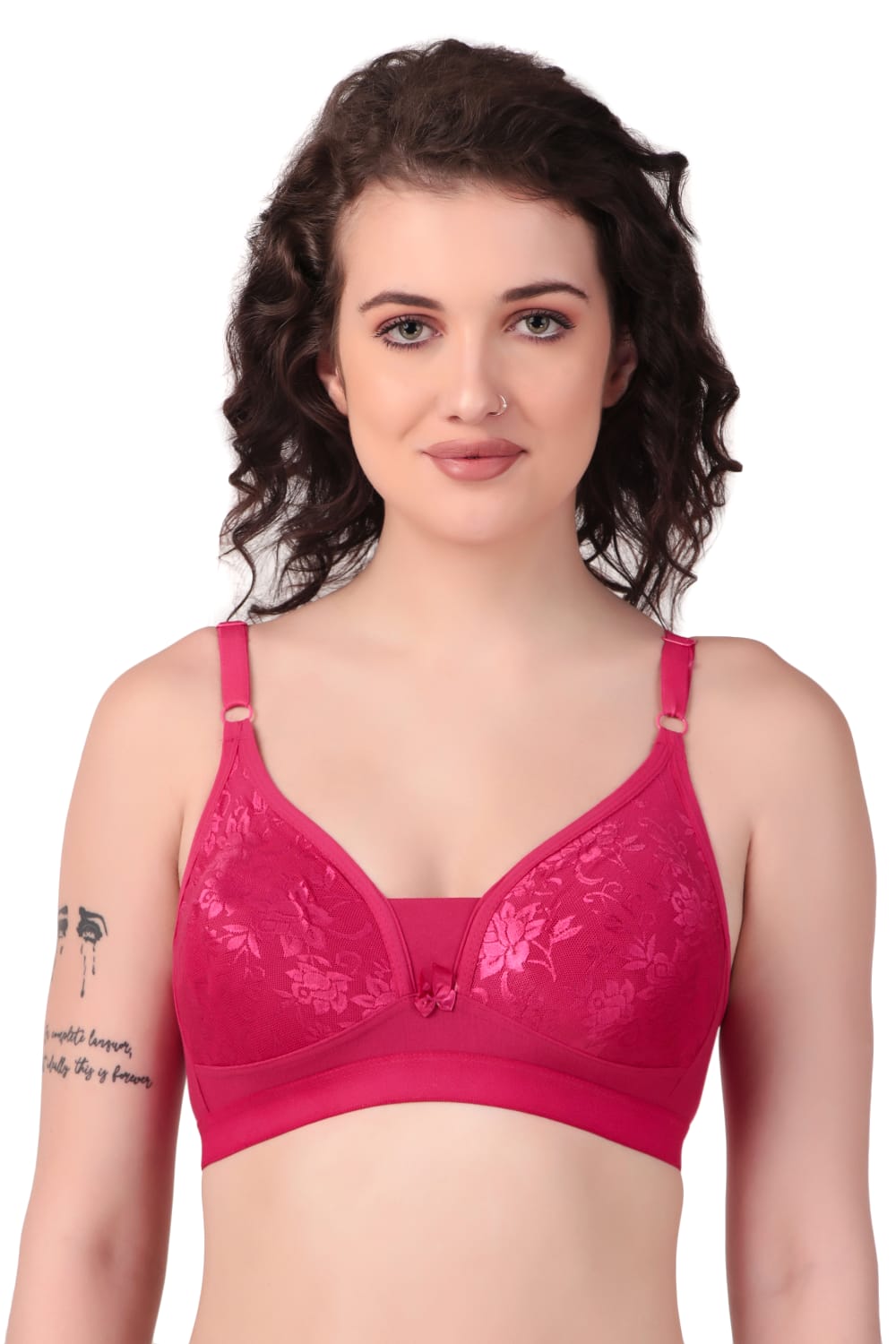 Liamoure Stylish Elegant Designer non padded t shirt bra non wired in pink color