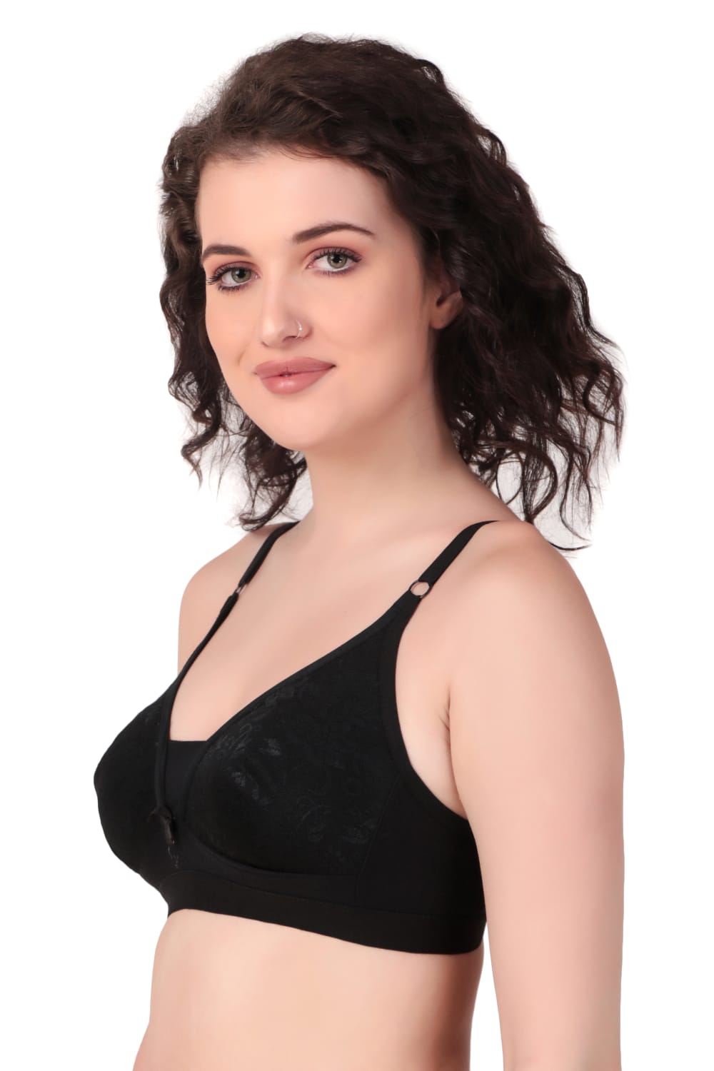 Liamoure Stylish Elegant Designer non padded t shirt bra non wired black
