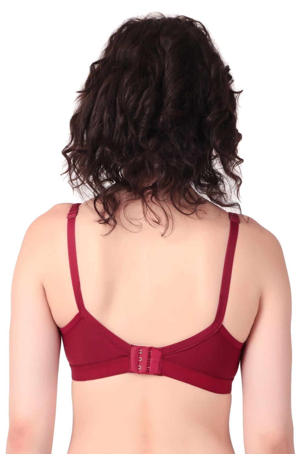 back view of Liamoure Stylish Elegant Designer non padded t shirt bra non wired in majenta color