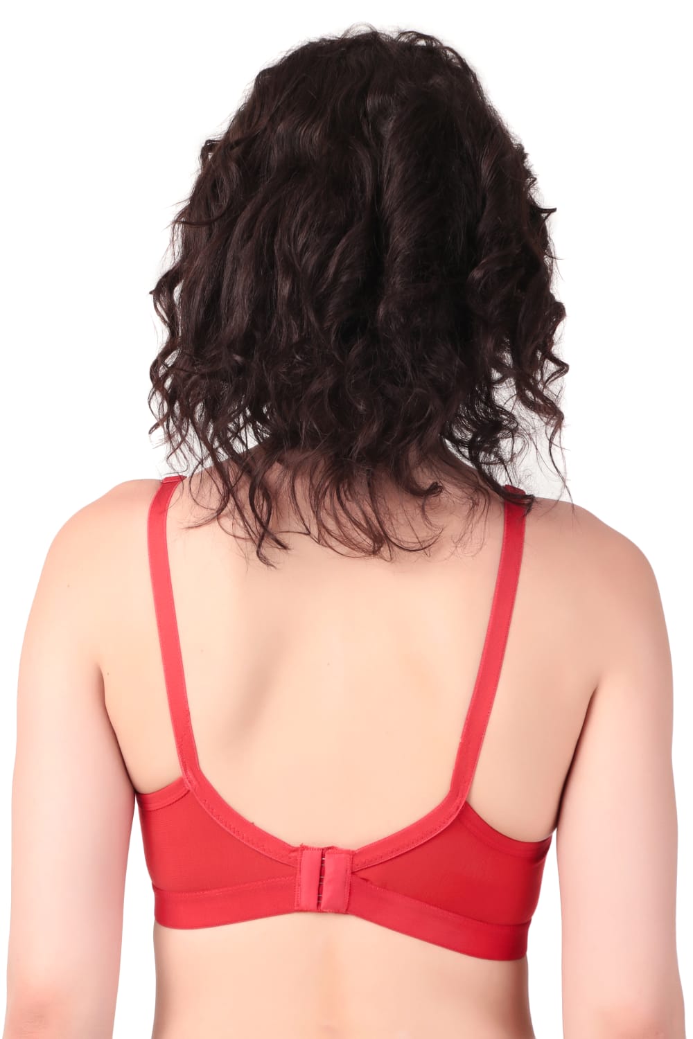 back view of Liamoure Stylish Elegant Designer non padded t shirt bra non wired in red color