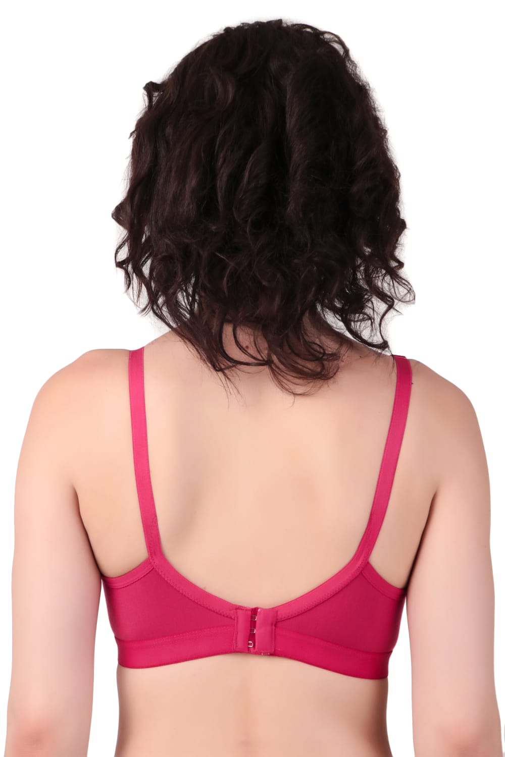 back view of Liamoure Stylish Elegant Designer non padded t shirt bra non wired in pink color