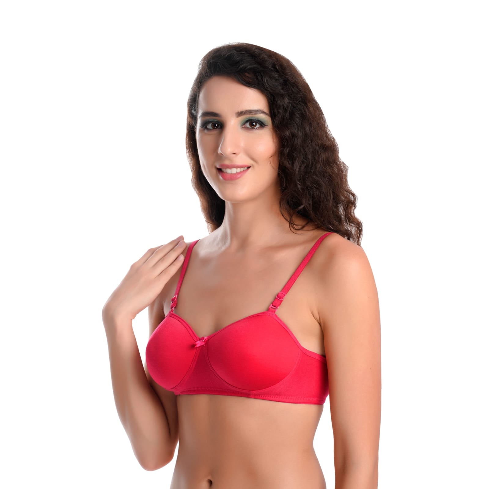 left side view Liamoure Women lightly padded non wired bra T shirt Bra 