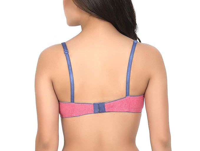 Liamoure Women's cotton bras wireless Non-Padded Regular Bra in pink with adjustable straps, designed for comfort and everyday wear. back view