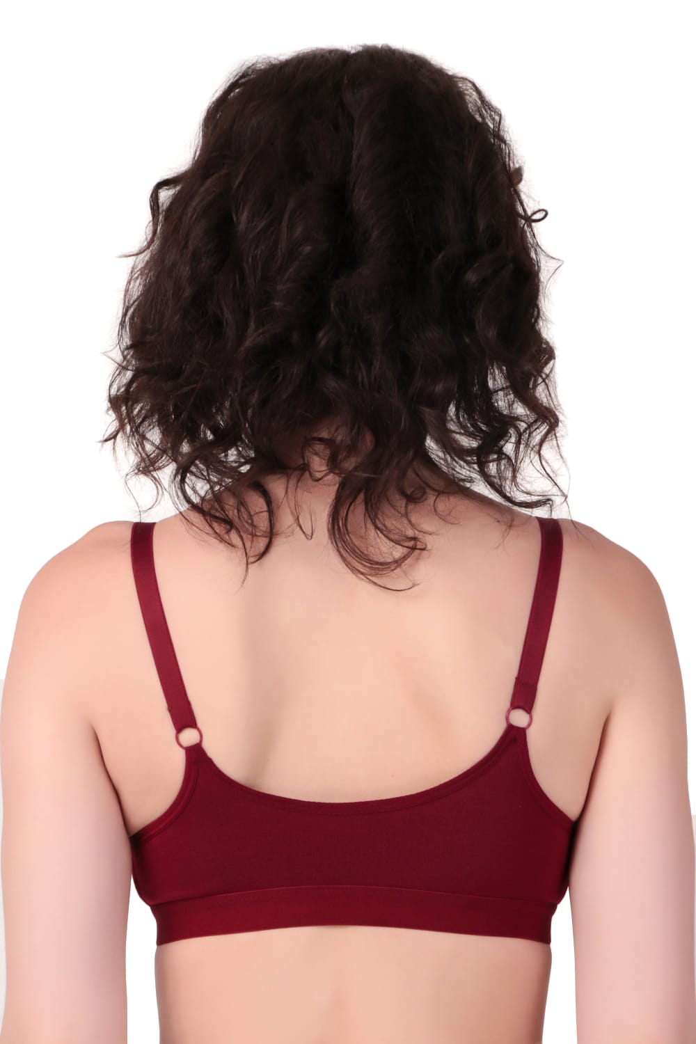 Back view of Liamoure Women's front hook bra Non-Padded Non-Wired,Full Coverage Maroon color bra
