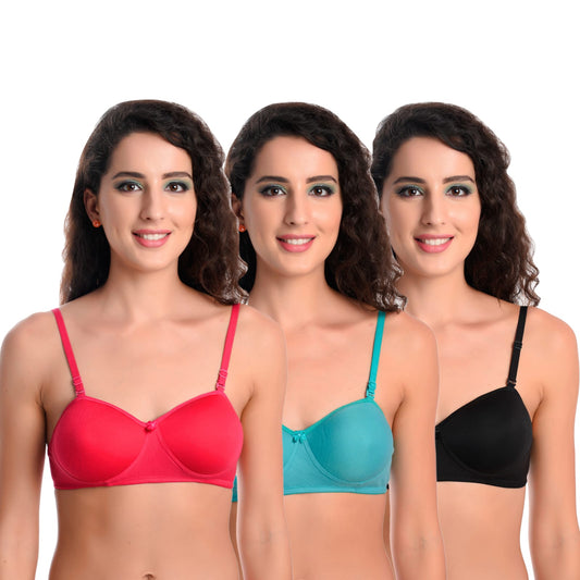 Liamoure Women Lightly Padded T shirt Bra | Combo Pack of 3