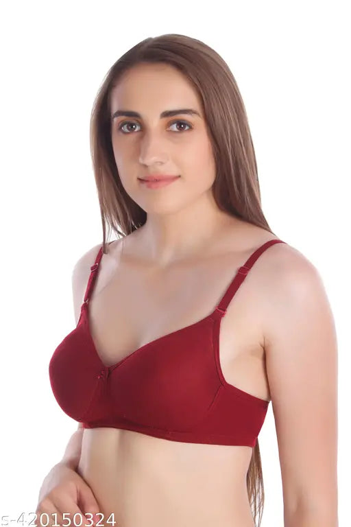 LIAMOURE Women's Cotton Padded Full Cup Wire Free T-Shirt Elastane Lightly Bra Adjustable Shoulder Straps