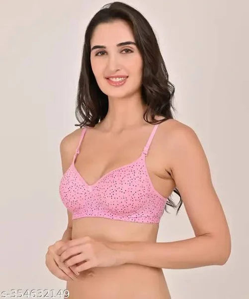 Liamoure Lightly Padded Bra Having Polka Dots Print Cotton Blend Fabric